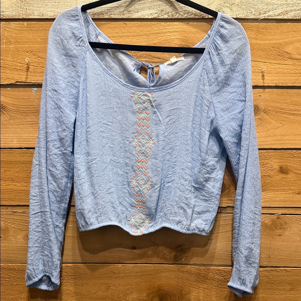 Mine Light Blue Embroidered Blouse